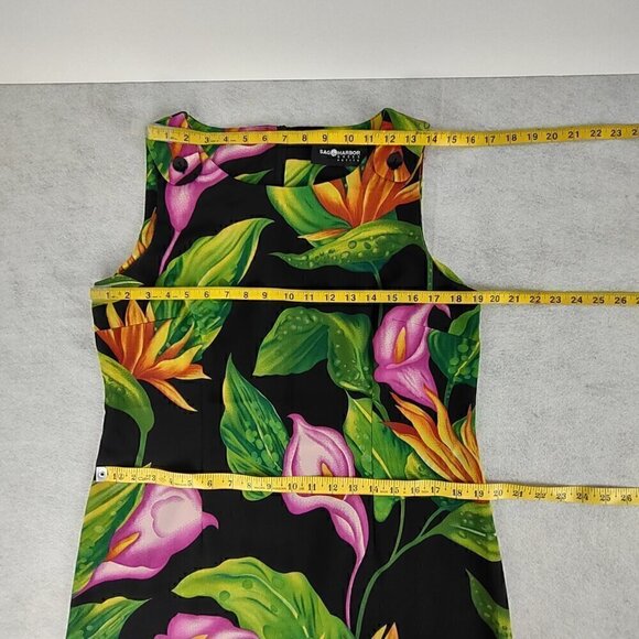 Sag Harbor Women's Black, Green Tropical Floral Sleeveless Maxi Dress Size 14P - Picture 7 of 12